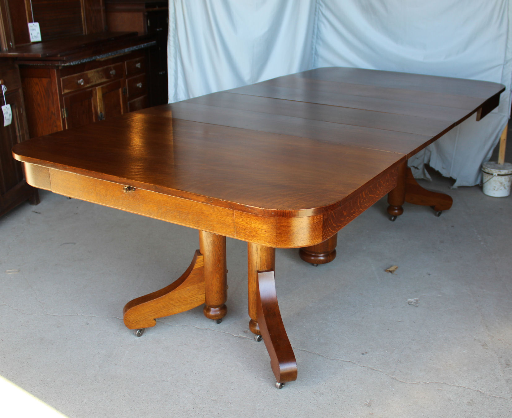 Bargain John's Antiques Antique Square Oak Dining Table with four