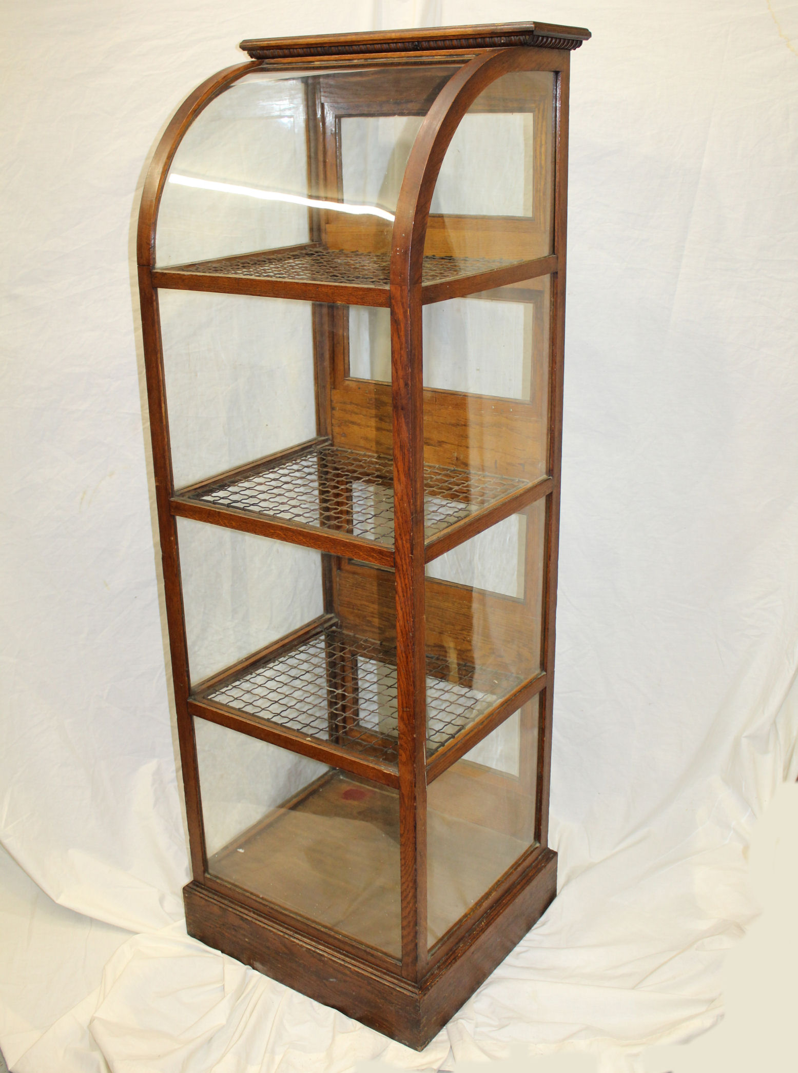 Bargain John's Antiques Antique Oak Country Store Pie Showcase with curved glass Bargain
