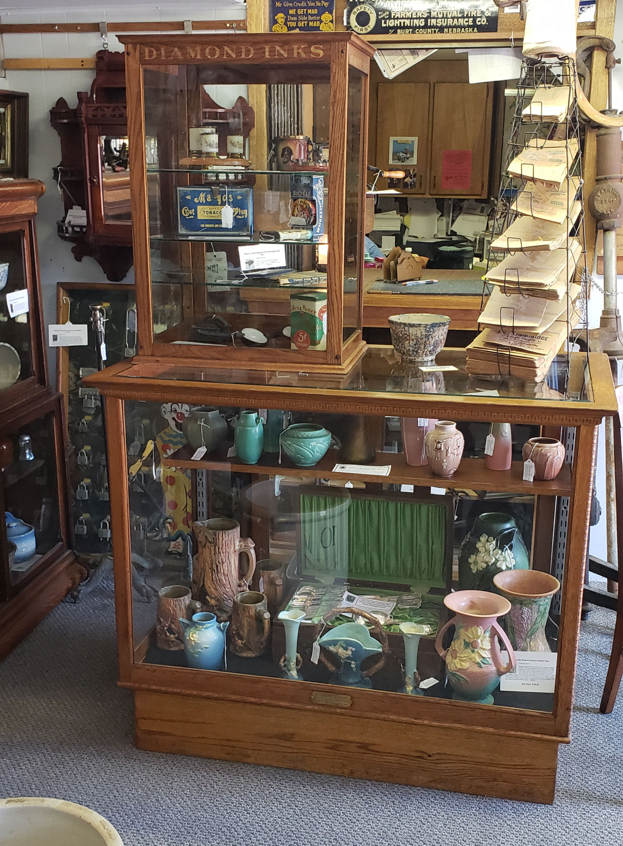 Bargain John's Antiques Antique Oak Country Store Showcase 48
