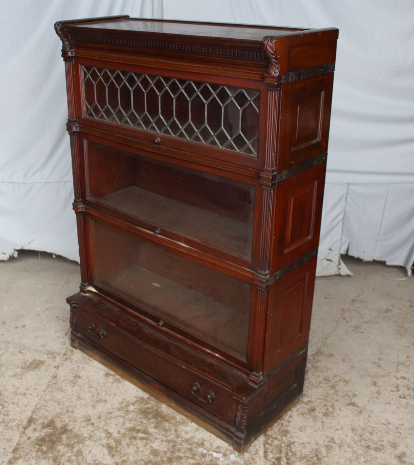 Bargain John's Antiques Antique Mahogany Bookcase Leaded Glass Ideal Globe Wernicke Co