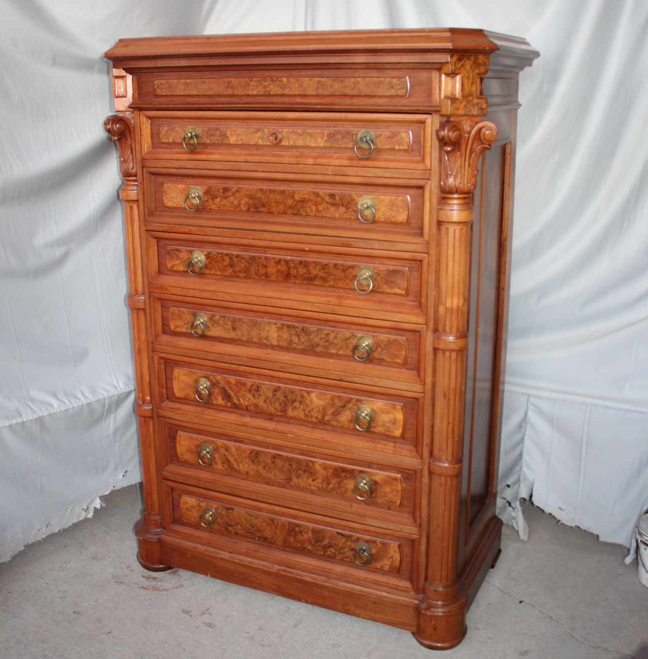 Bargain John's Antiques Victorian Walnut Tall Gentleman's Chest of