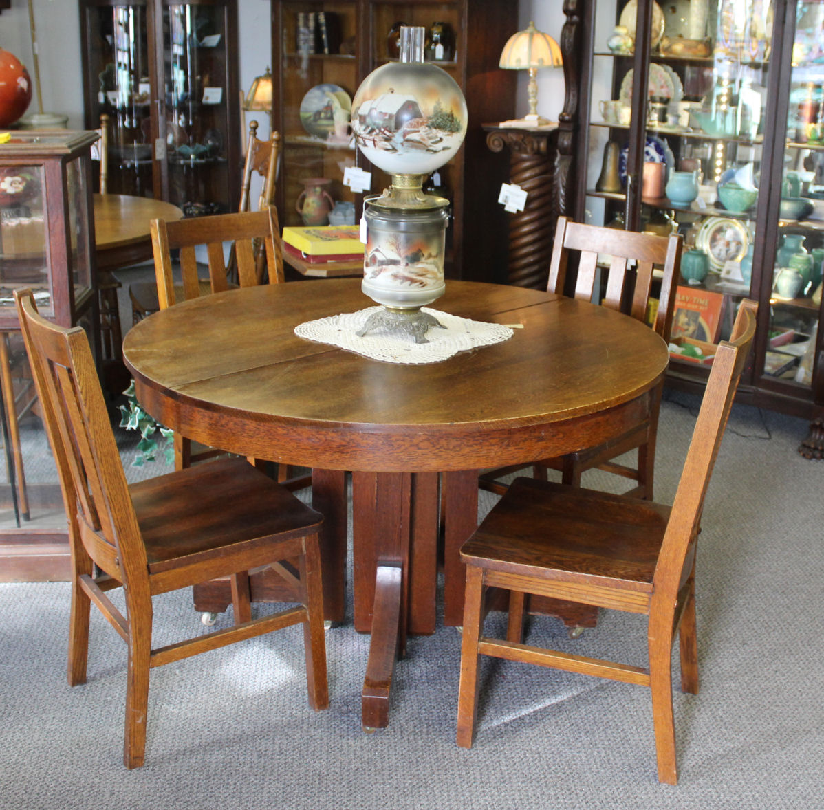 Bargain John's Antiques Antique Mission Round Oak Table 48 inches