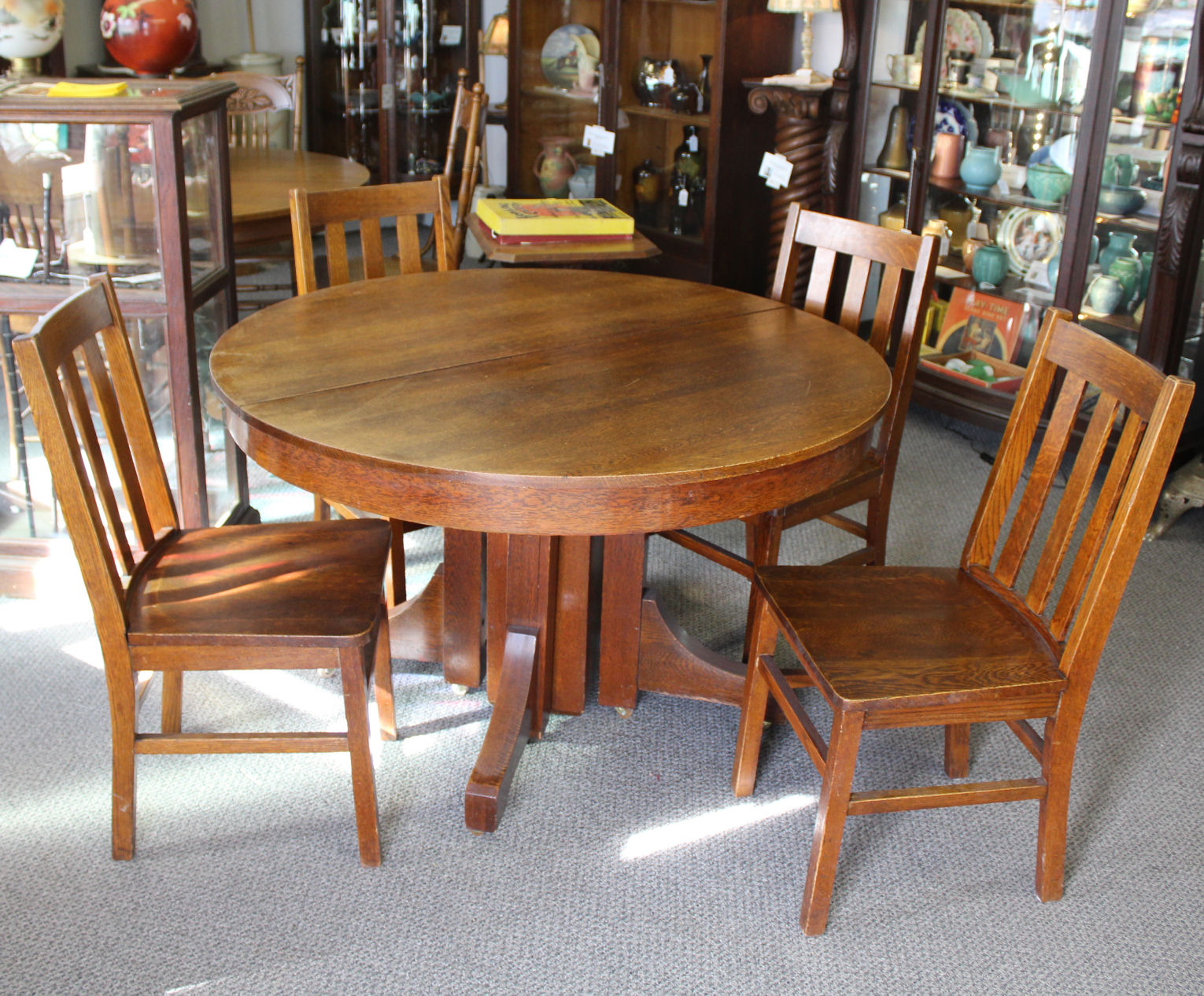 Bargain John's Antiques Antique Mission Round Oak Table 48 inches