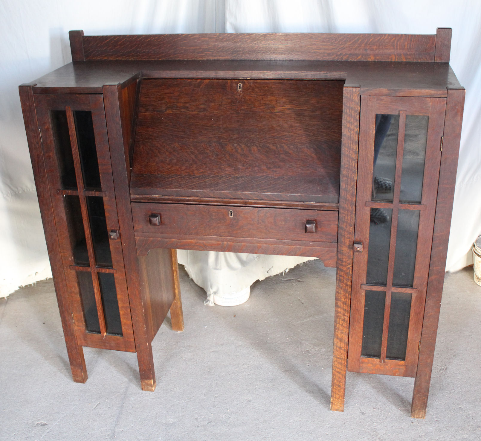Bargain John's Antiques Antique Mission Oak Secretary drop front desk