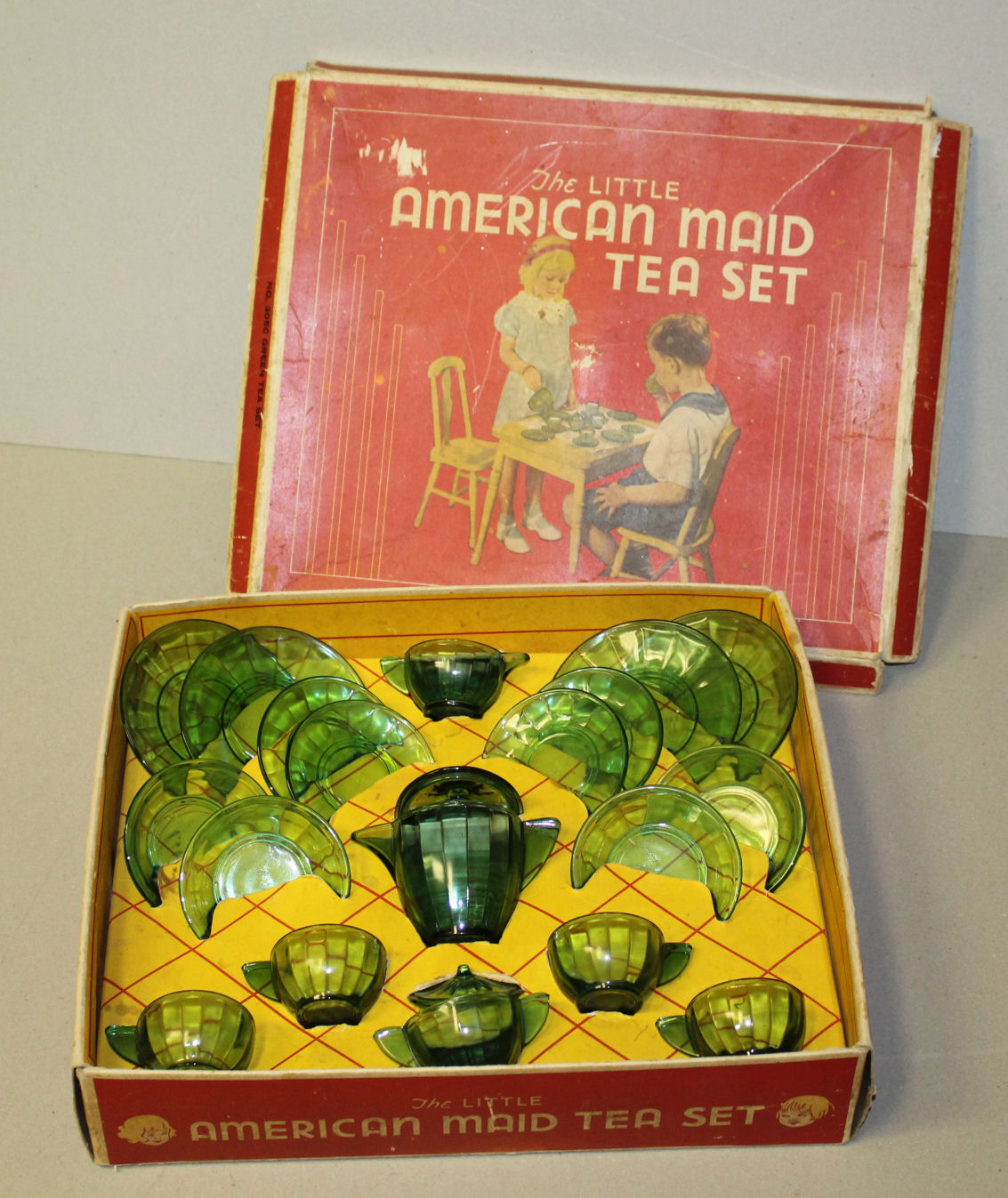 Bargain John's Antiques Antique Child's Green Glassware Tea Set