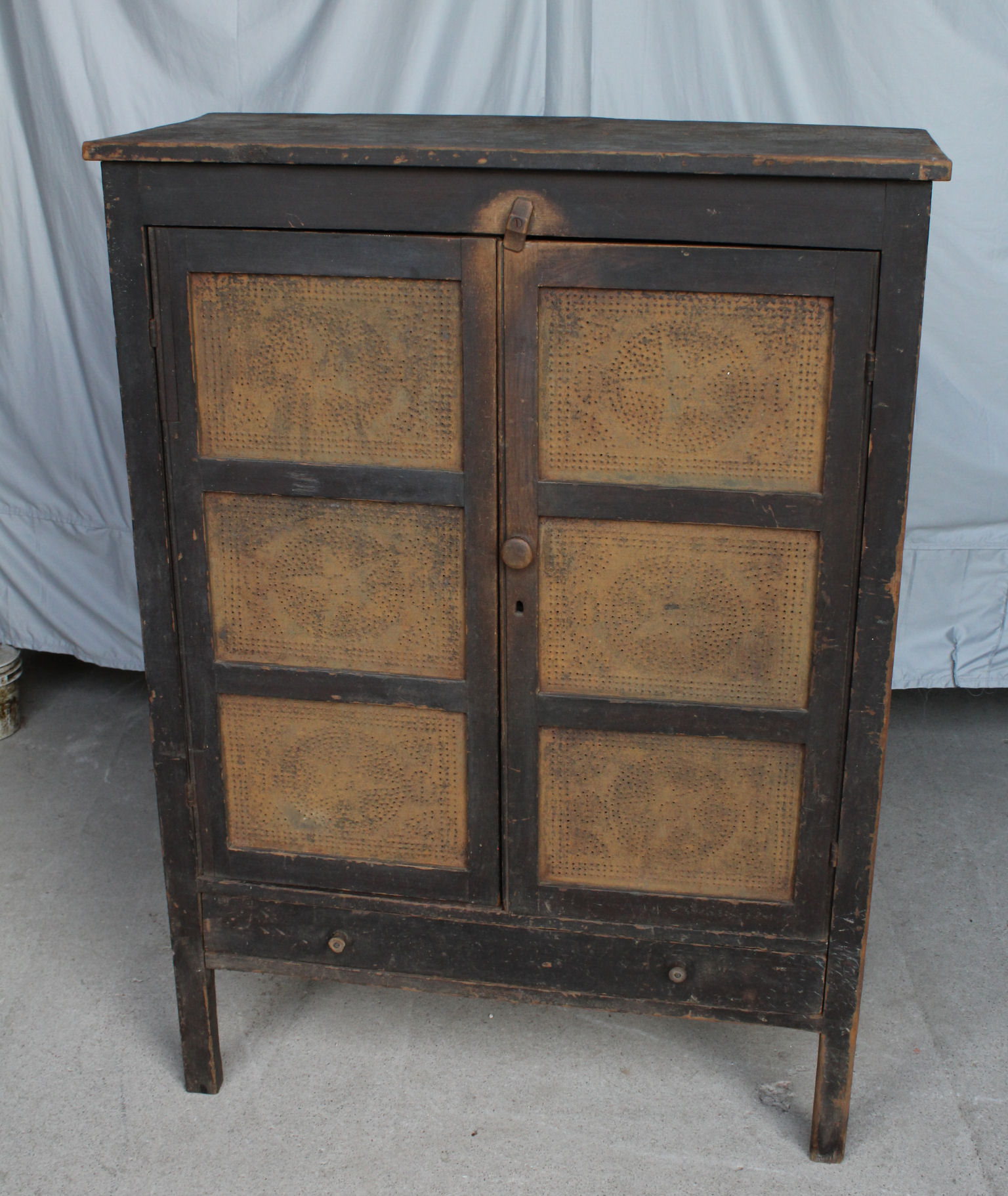 Bargain John's Antiques Antique Pie Safe with 12 tin pierced