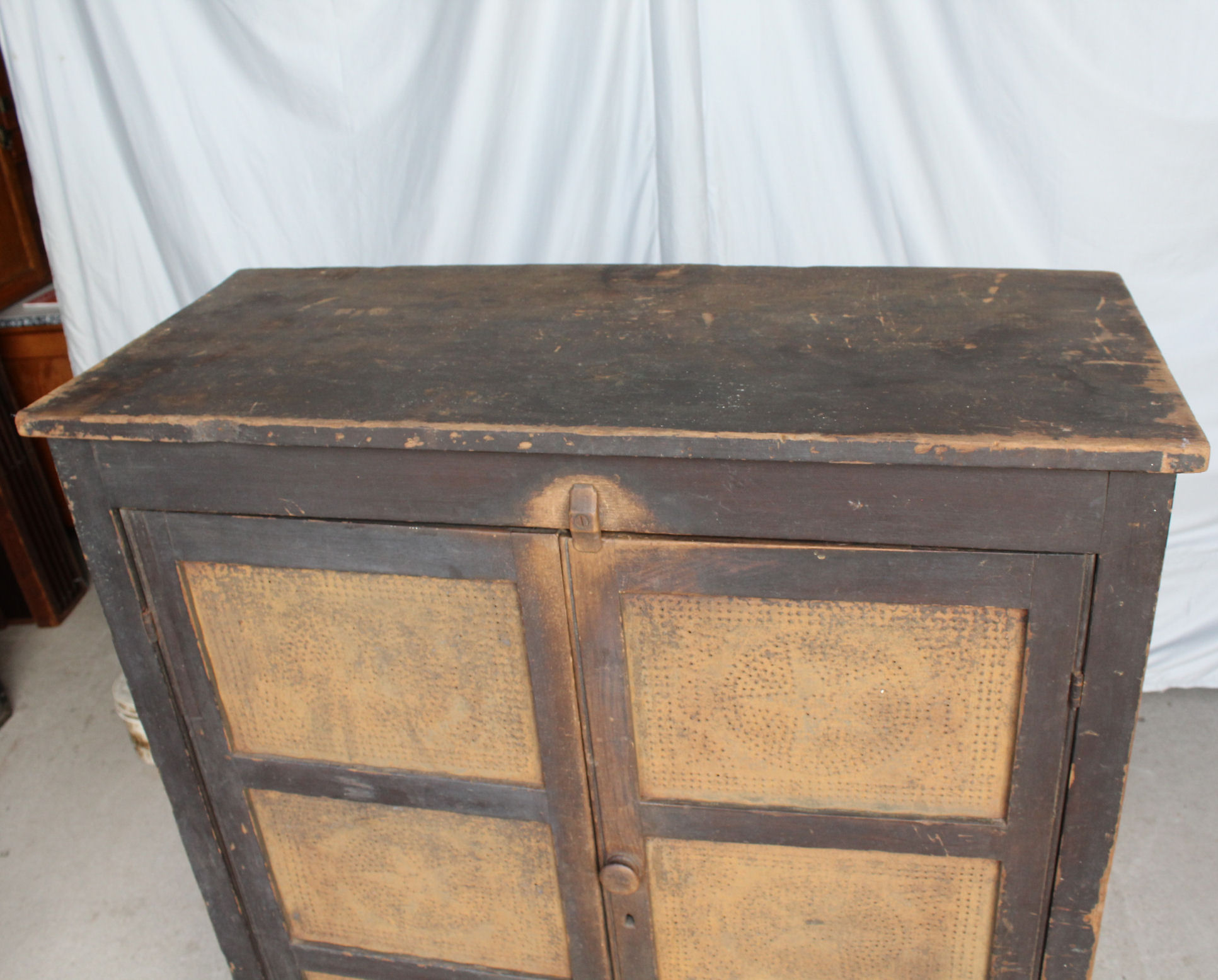 Bargain John's Antiques Antique Pie Safe with 12 tin pierced