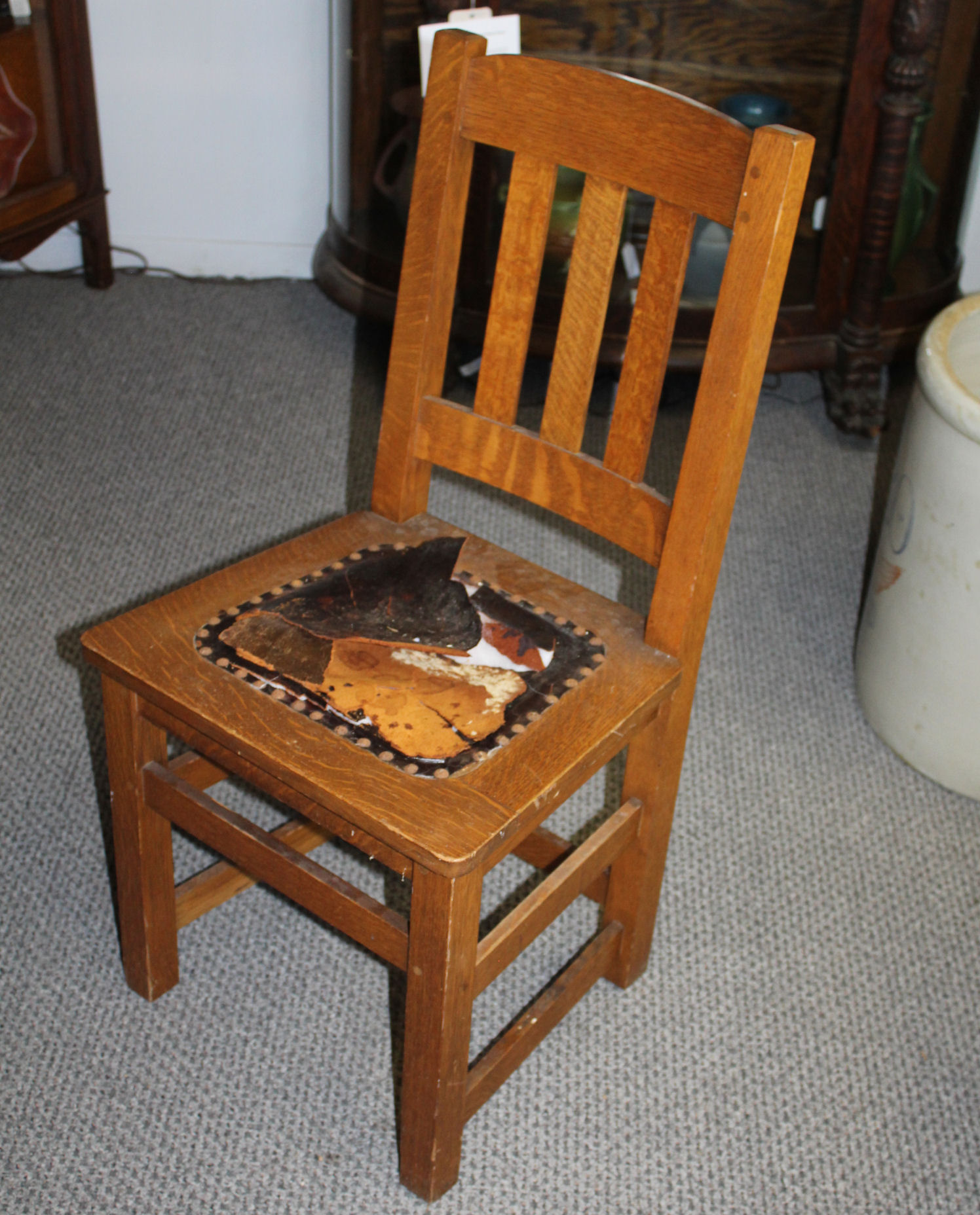 Bargain John's Antiques Antique Mission Quarter sawn Oak Side Chair