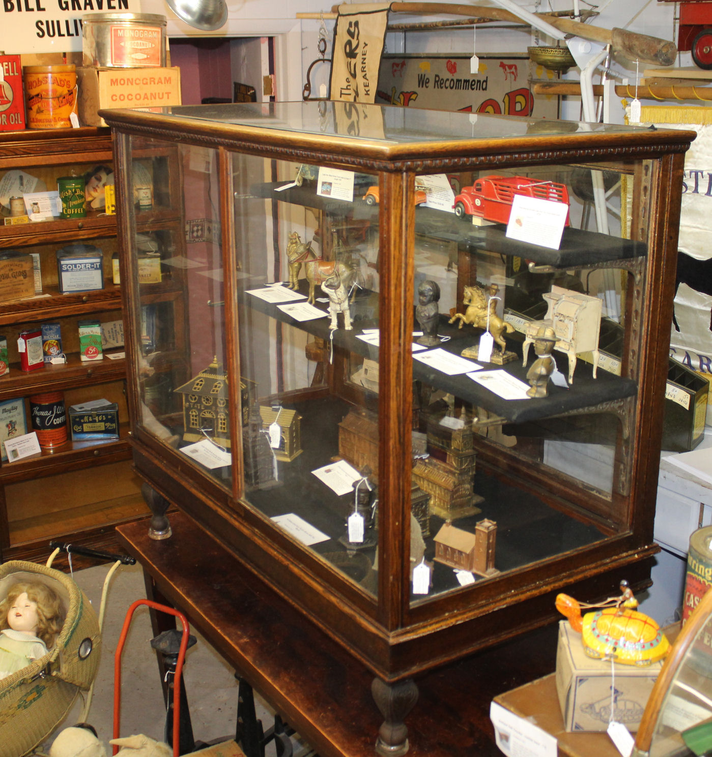Bargain John's Antiques Antique Country Store Oak Glass Display