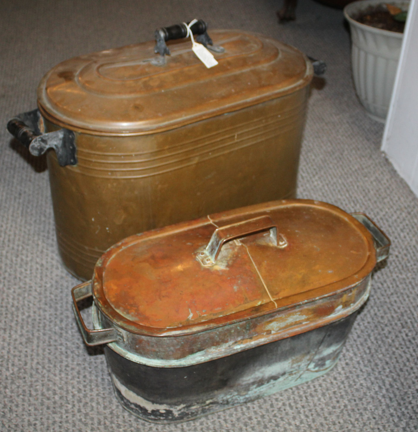Bargain John's Antiques Antique Copper Boiler Unique Smaller Size