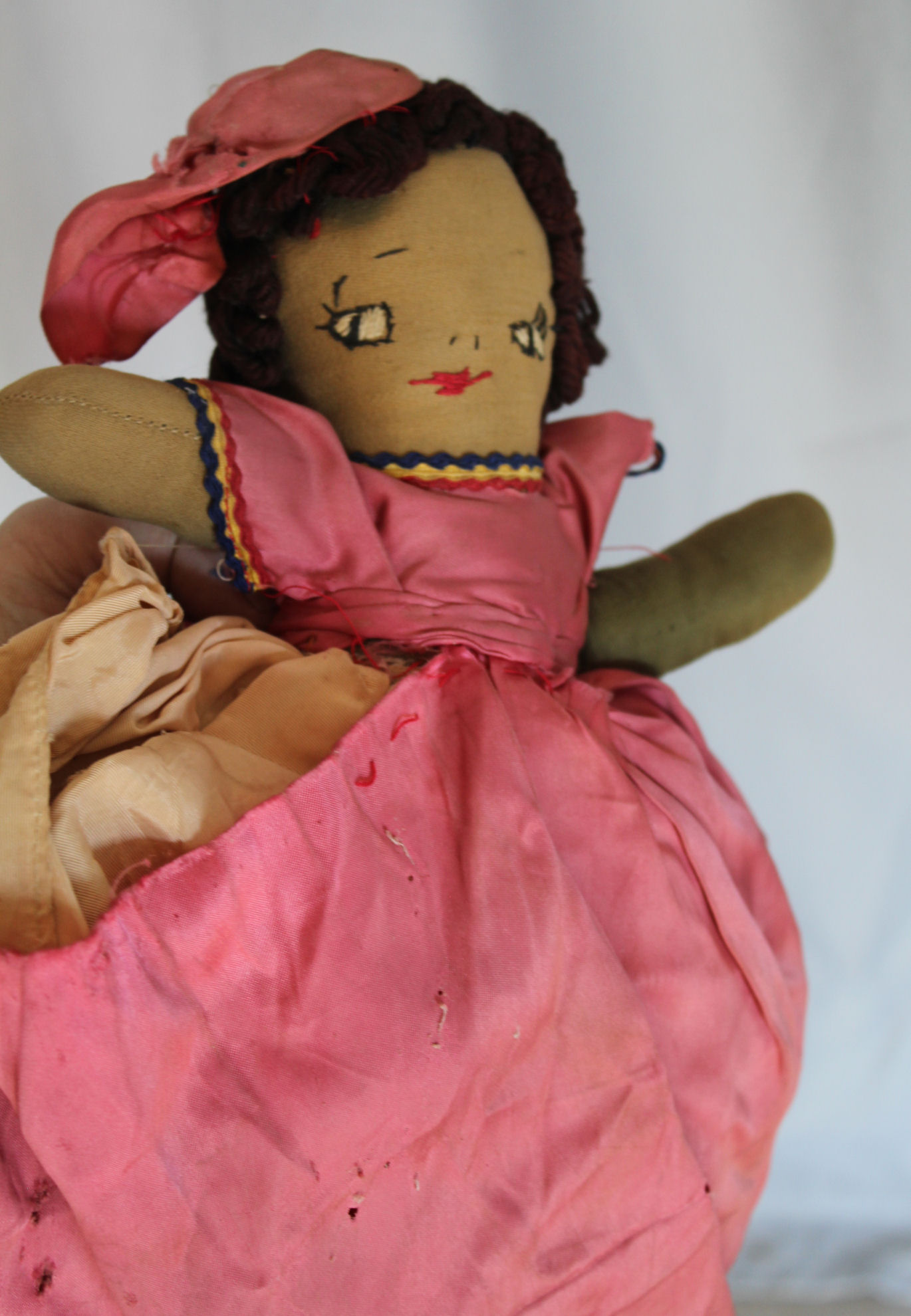 Bargain John's Antiques Antique Rag Doll Black/White Girl Circa