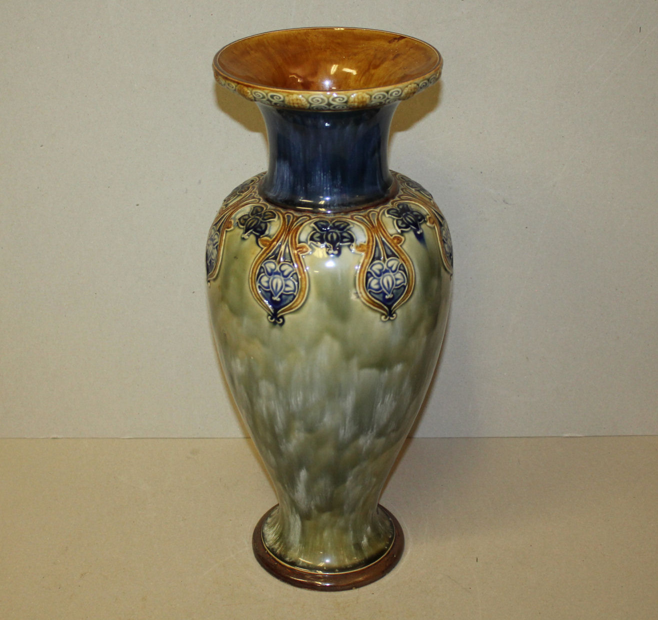 Bargain John's Antiques Antique Royal Doulton Stoneware Vase 18 3/4" height Bargain John's