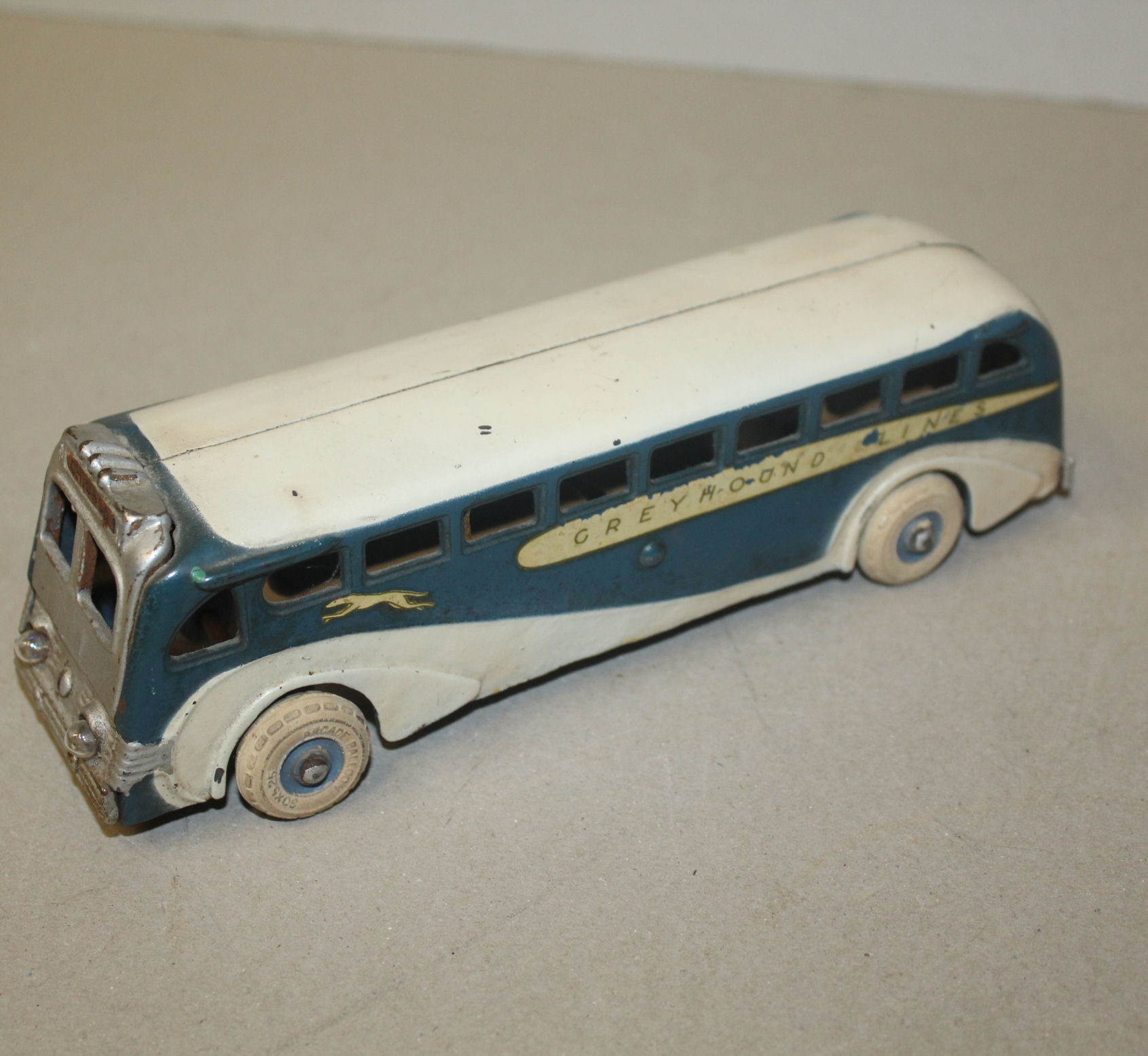Bargain John's Antiques Antique Cast Iron Greyhound Lines Toy Bus