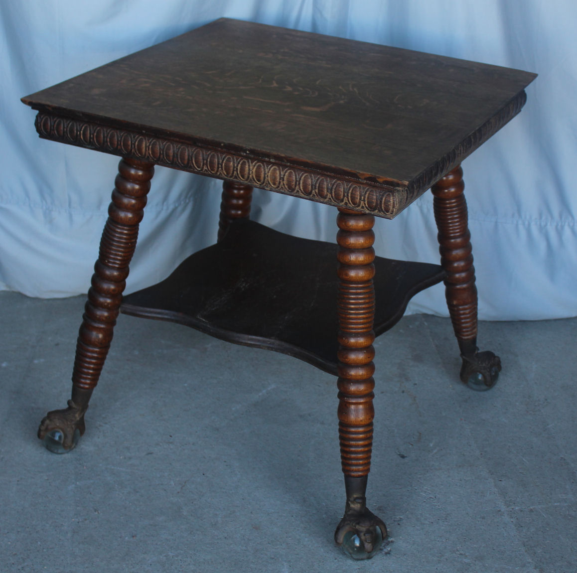 Bargain John's Antiques Antique Oak Lamp Table Large Glass Ball