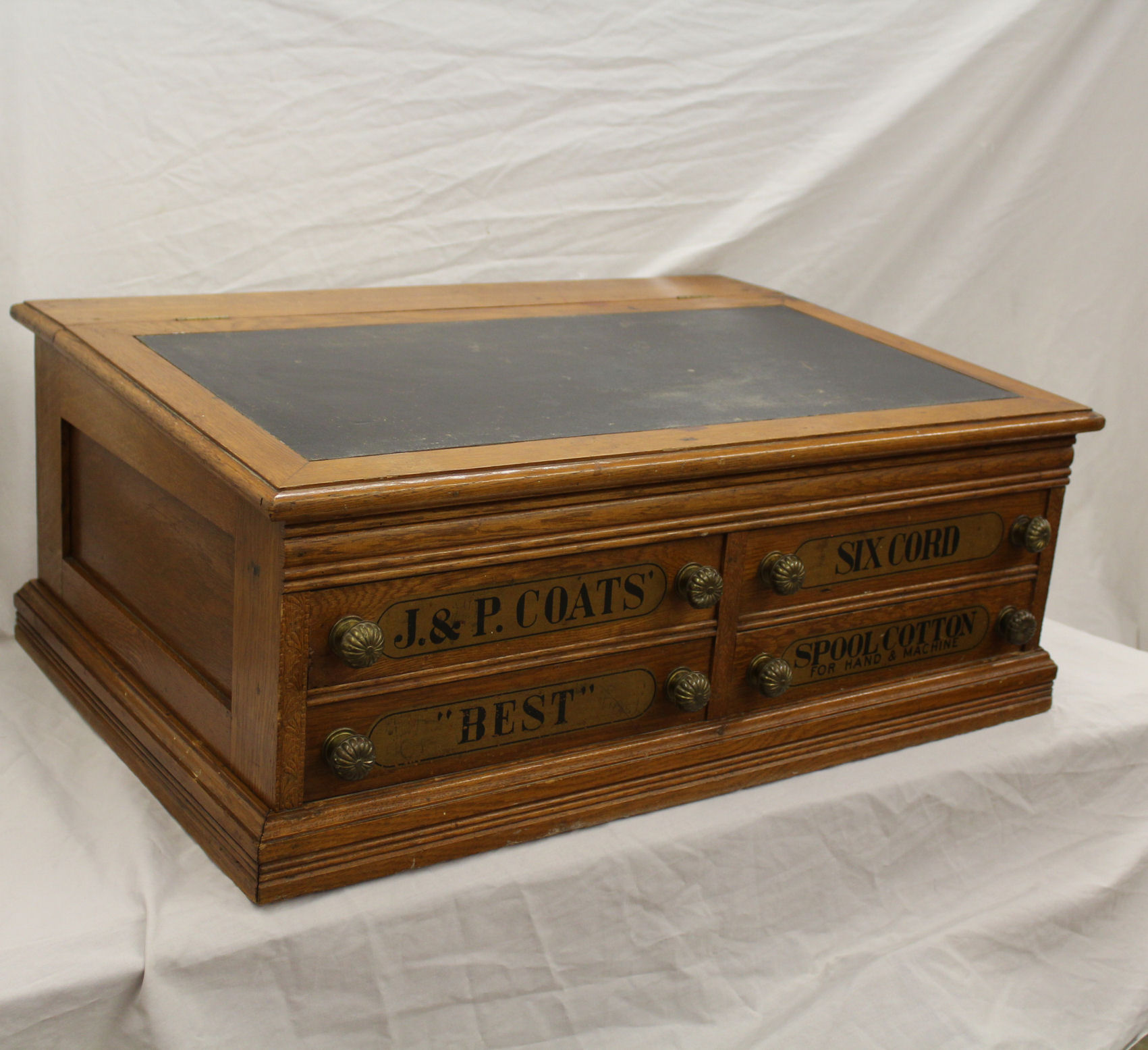 Bargain John's Antiques Antique Oak Spool slanted lid