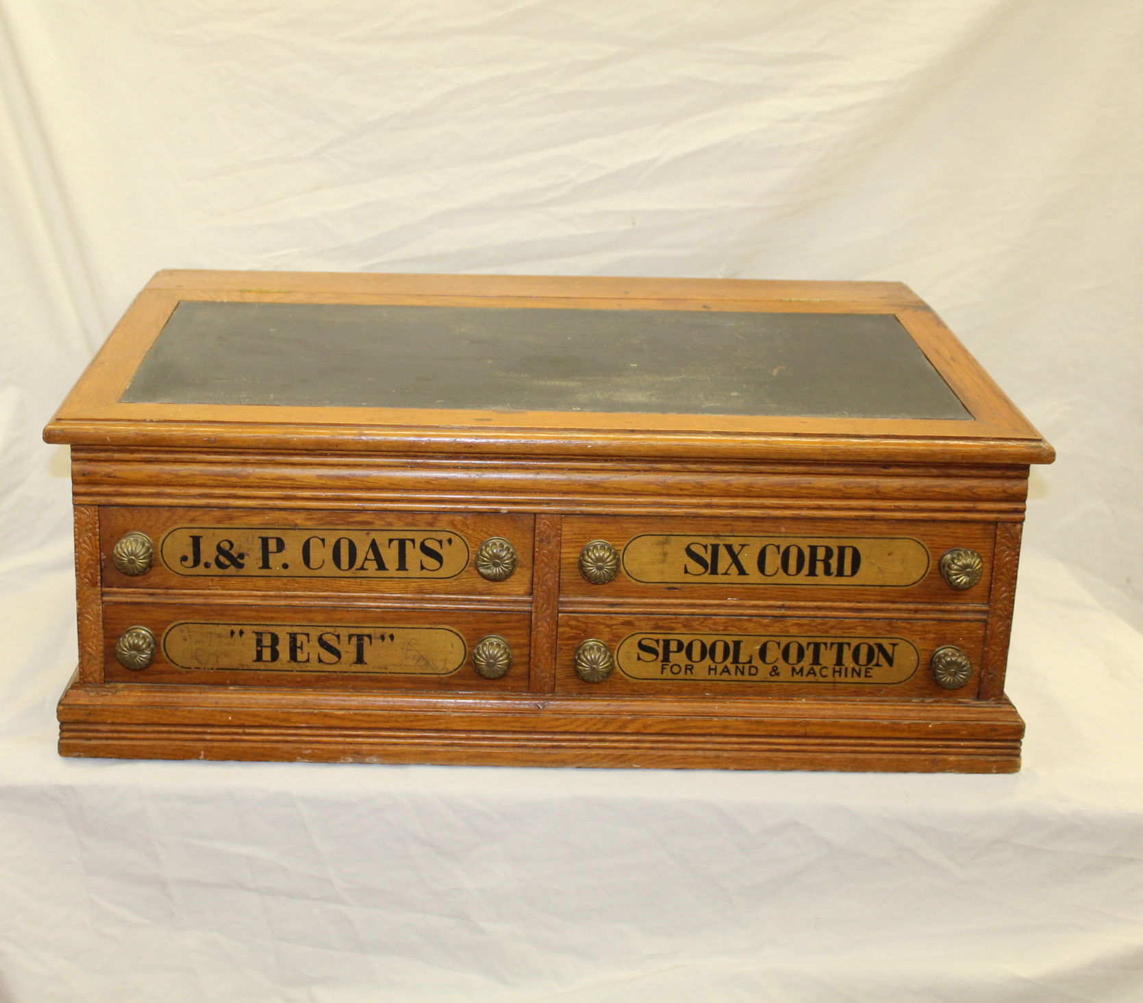 Bargain John's Antiques Antique Oak Spool slanted lid