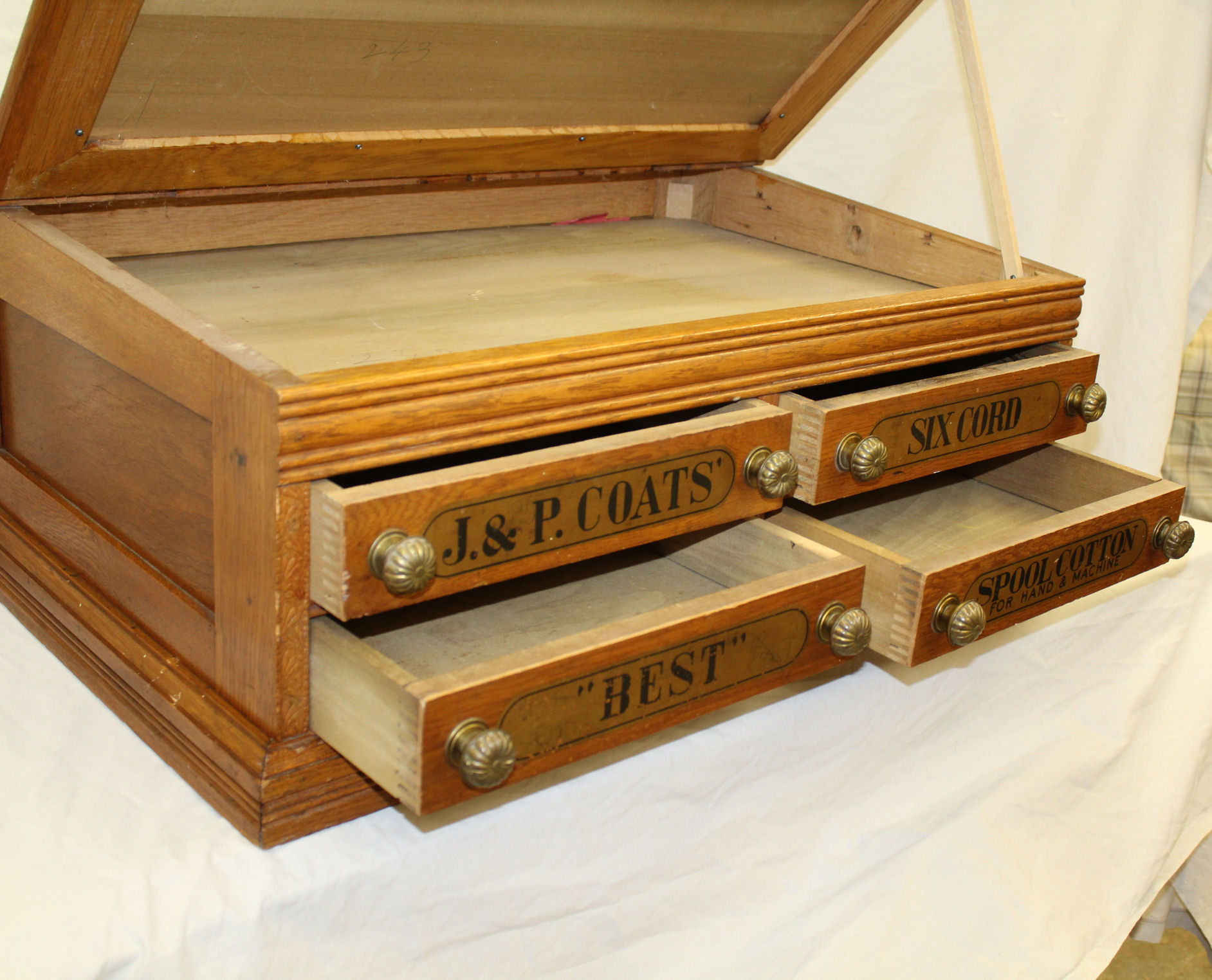 Bargain John's Antiques Antique Oak Spool slanted lid