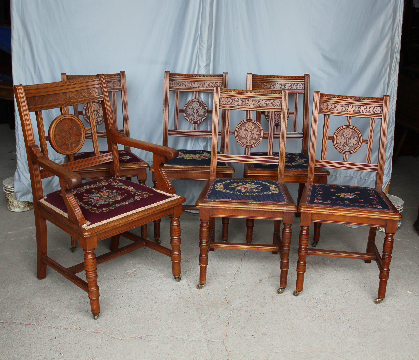 Bargain John's Antiques Antique Victorian Eastlake Set of Six Carved