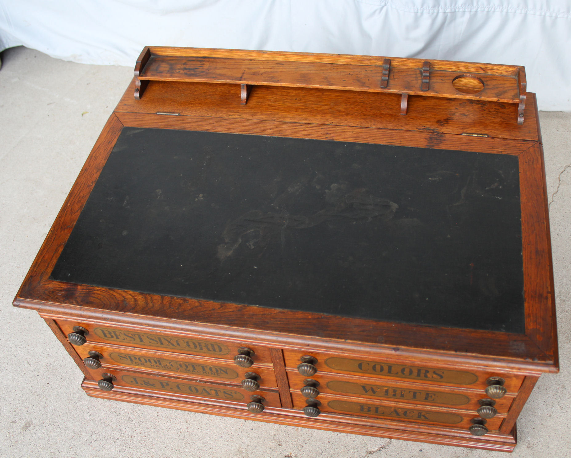 Bargain John's Antiques Antique J & P Oak Best Six Cord Oak Spool