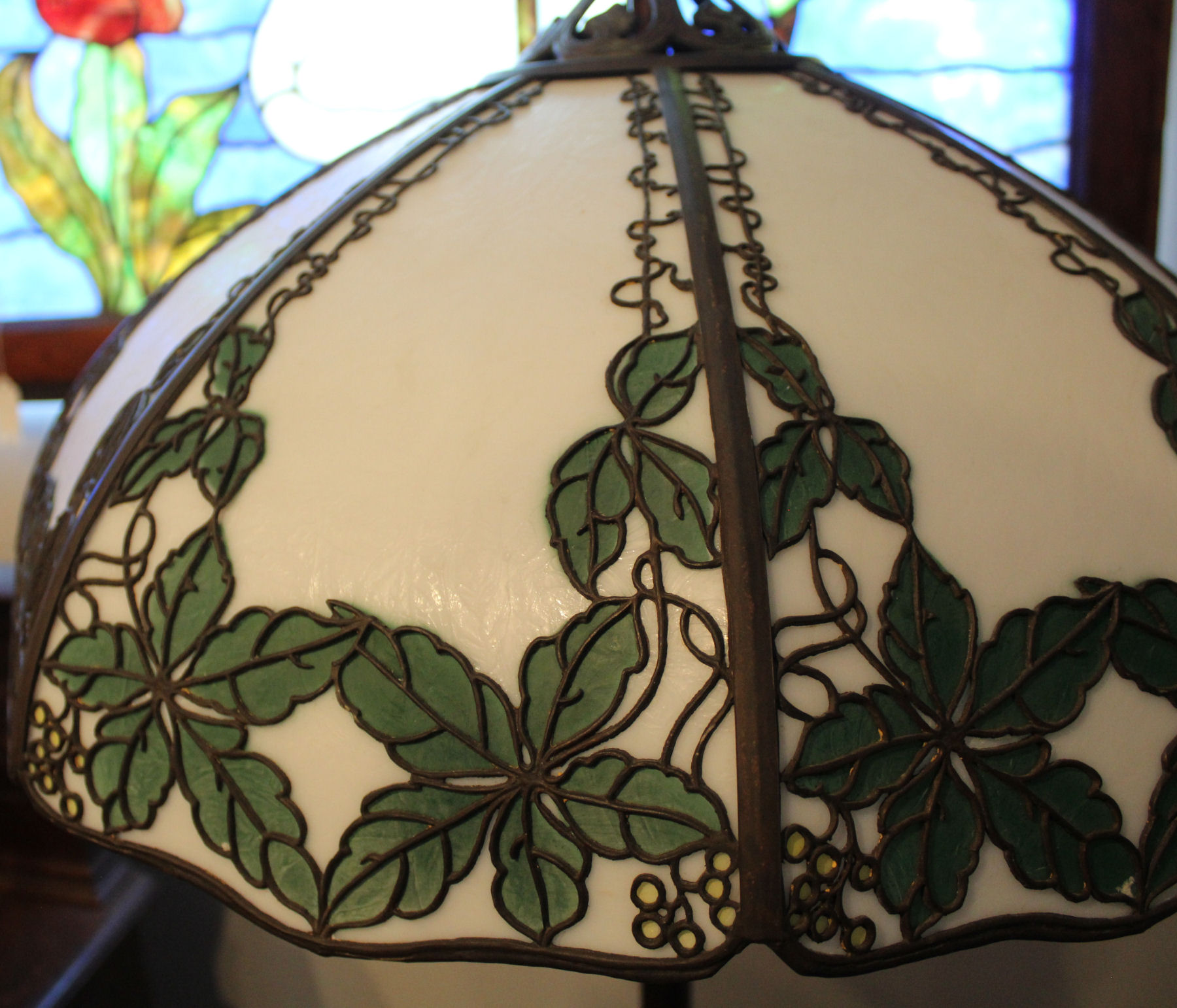 Bargain John's Antiques Antique Floor Lamp Paneled Glass Shade