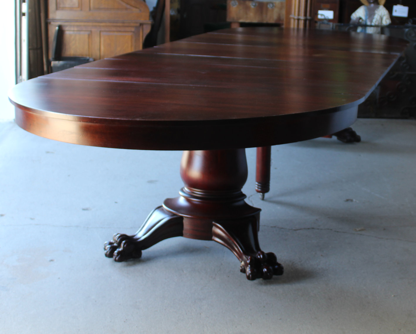 Bargain John's Antiques Antique Round Mahogany Dining Table with claw feet 54" diameter
