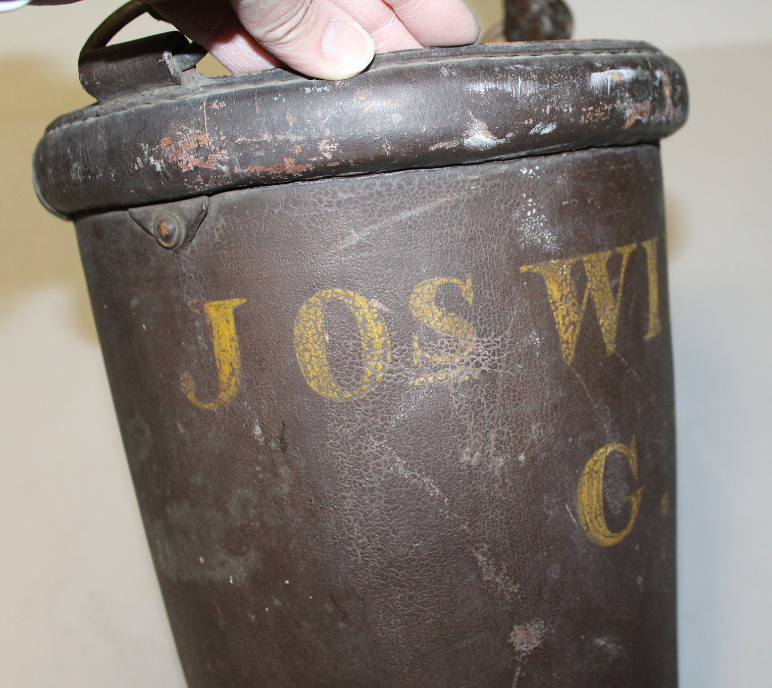 Bargain John's Antiques Antique Fireman's Leather Water Bucket