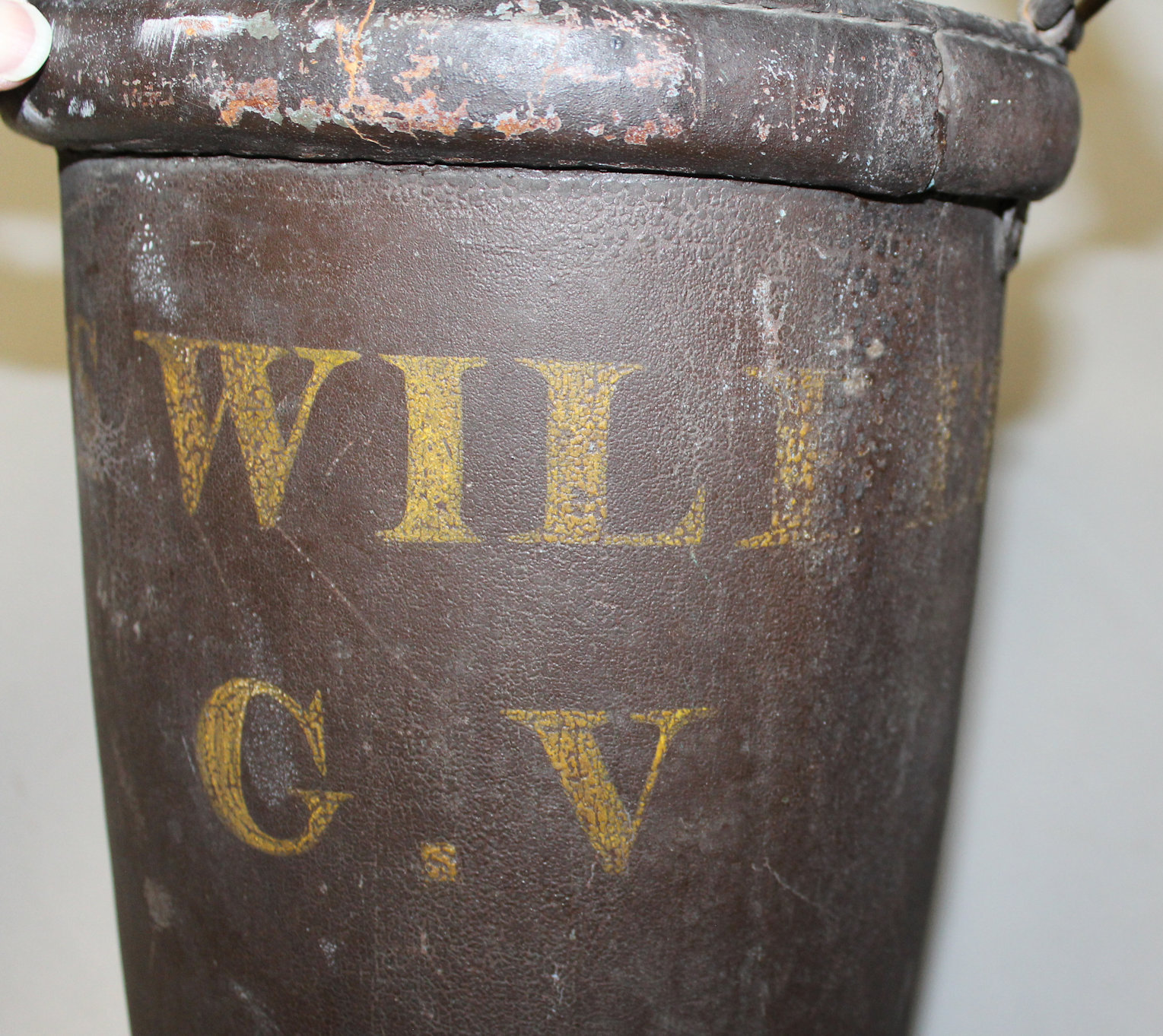 Bargain John's Antiques Antique Fireman's Leather Water Bucket