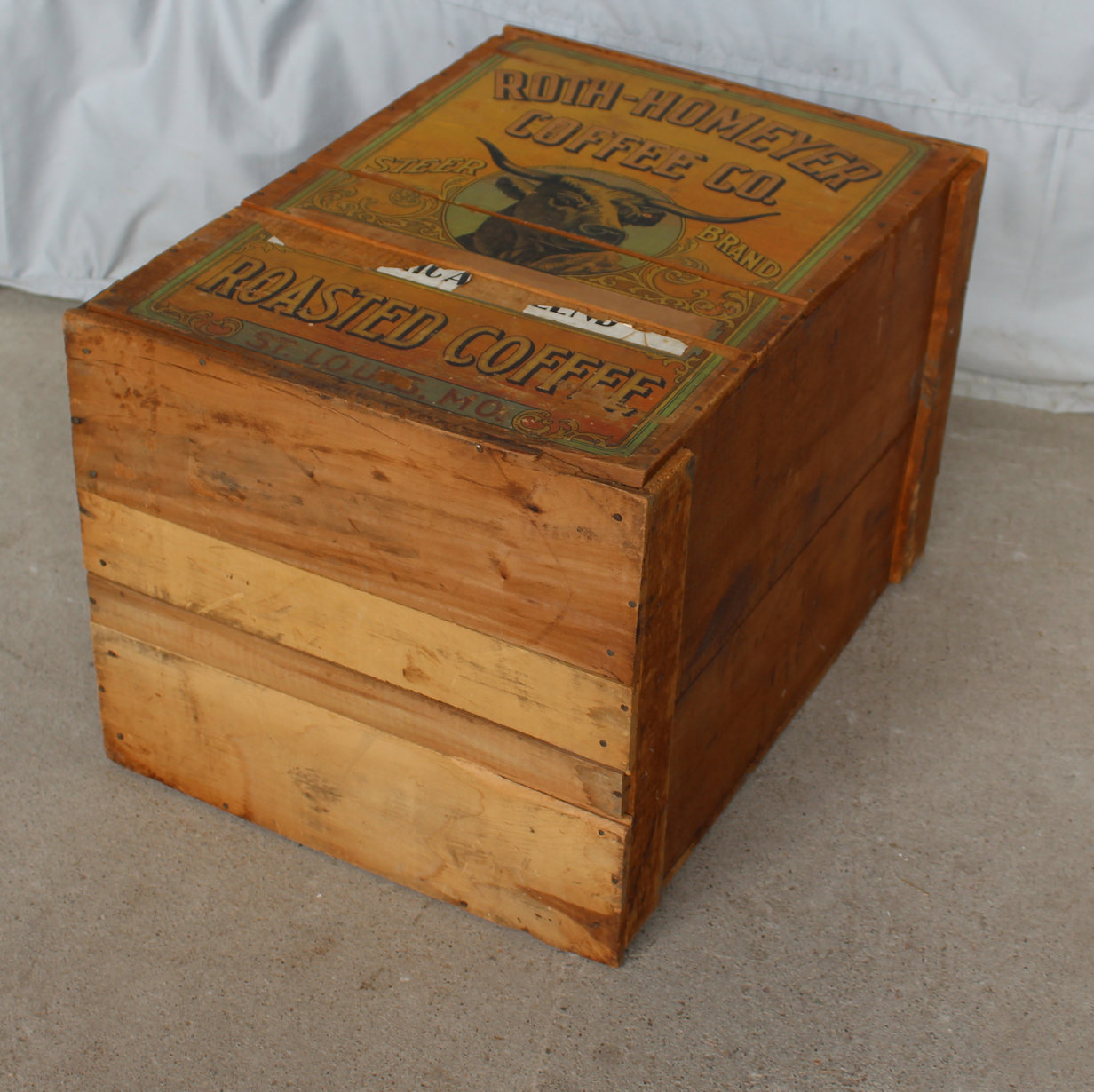 Bargain John's Antiques Antique Wood Country Store Roasted Coffee Box