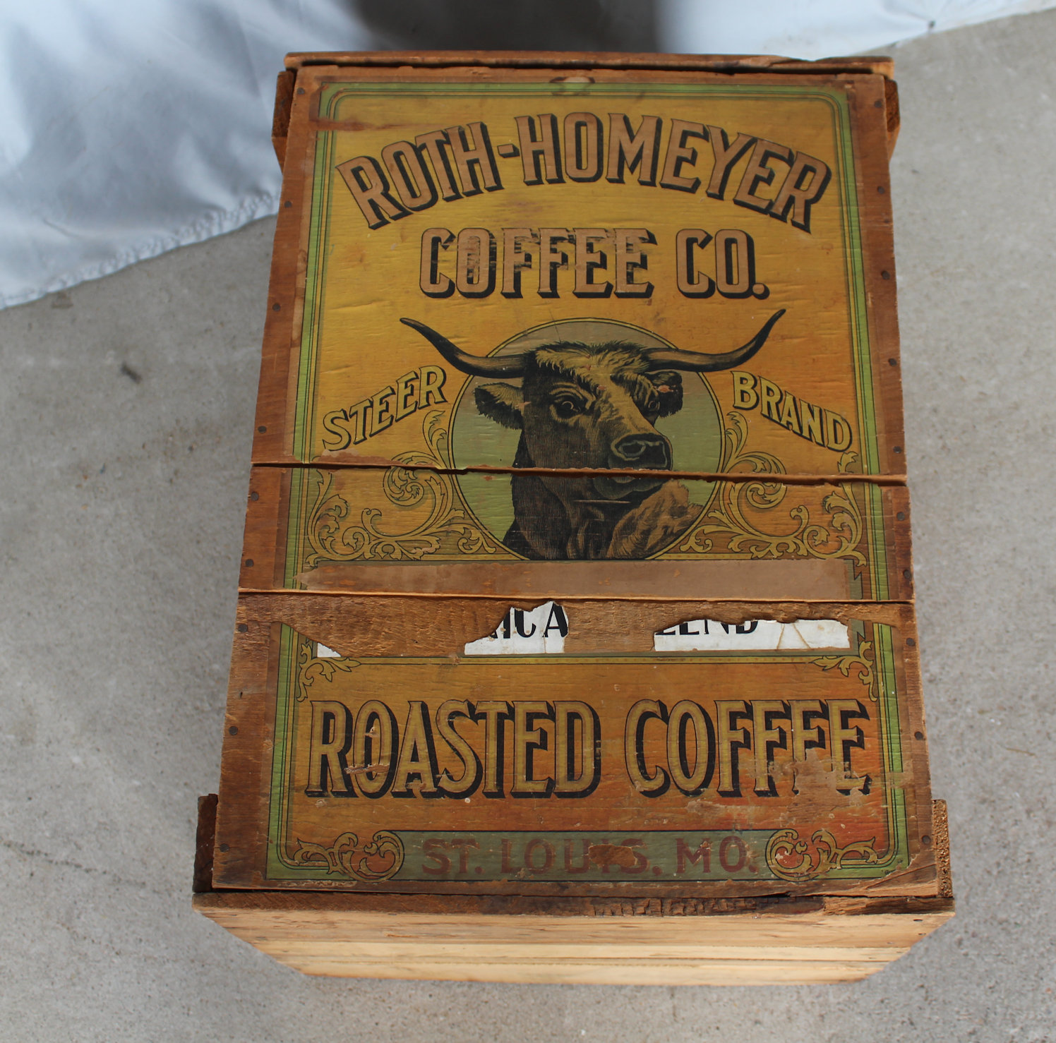 Bargain John's Antiques Antique Wood Country Store Roasted Coffee Box