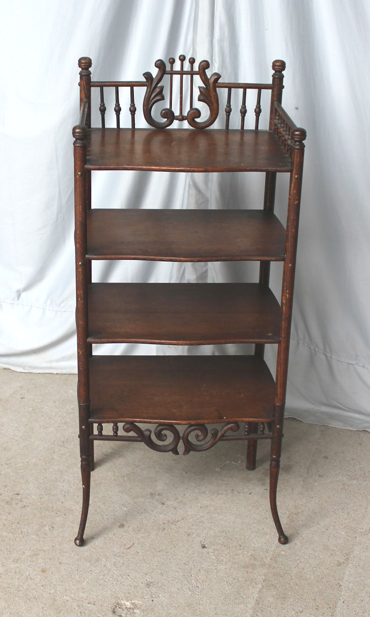 Bargain John's Antiques Antique Oak Stick and Ball Four Tiered open