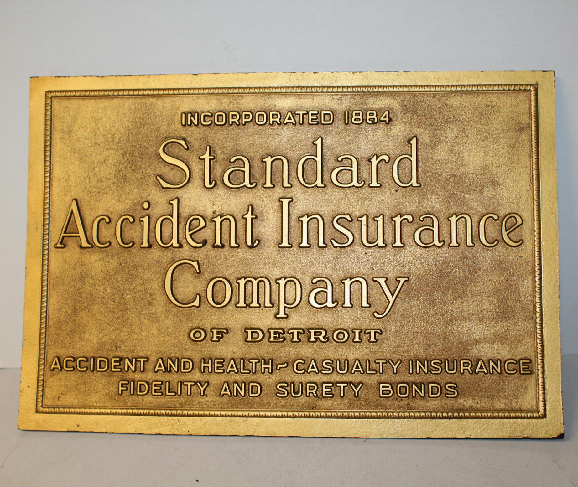 Bargain John's Antiques Advertising Sign Standard Accident Insurance Company of Detroit