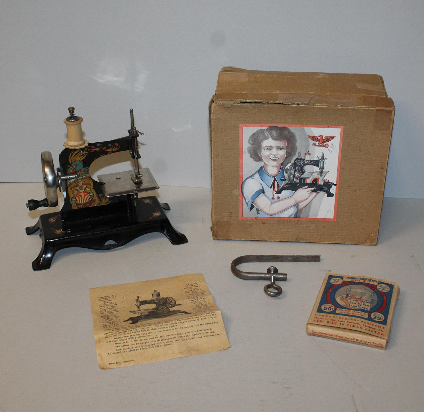 Bargain John's Antiques Antique Child’s Sewing Machine In the Box