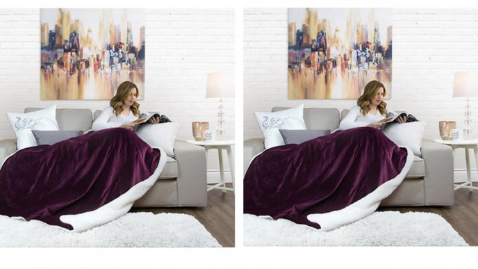 Sunbeam Velvet Reversible Sherpa Heated Throw 49.99 shipped Costco.ca