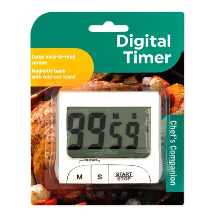 Large Display Digital Kitchen Timer with & Stand White
