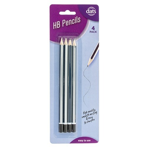 Pencil Blue & Silver Barrel HB 4 Pack Cheap Office Stationery