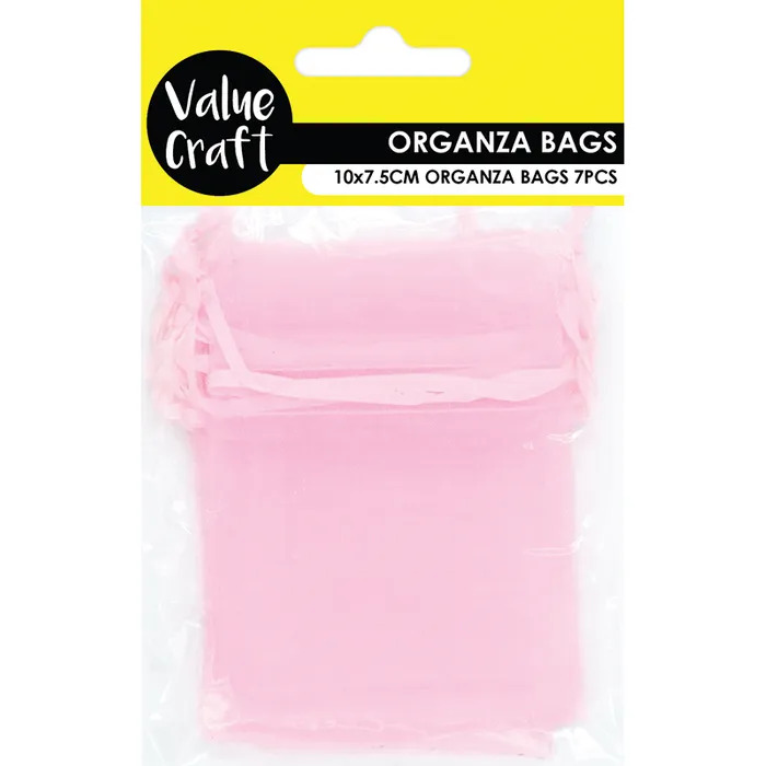 Mini Organza Bags 10cm x 7.5cm Baby Pink 7 Pack Online Cheap Shop