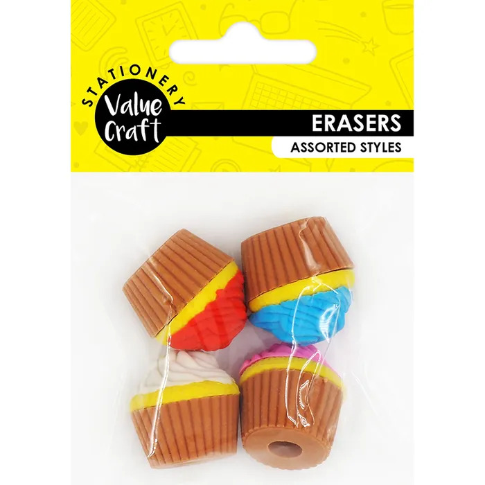 Mini Novelty Cupcake Erasers 4 Pack Cheap Kids Craft Supplies Online