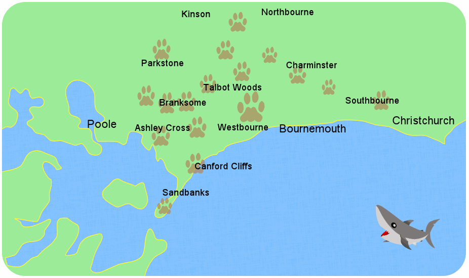 Talbot Woods Bournemouth Map Areas Covered | Barkers Of Westbourne Dog Walking In Bournemouth And Poole