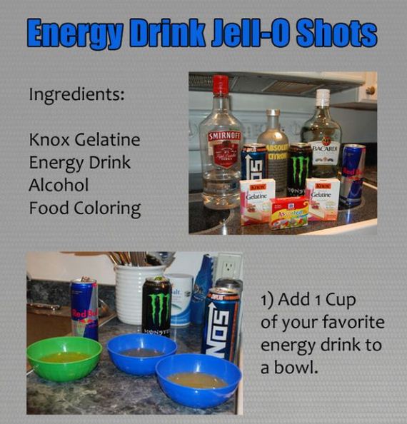 DIY Energy Drinks and Vodka Jello Shots Barnorama