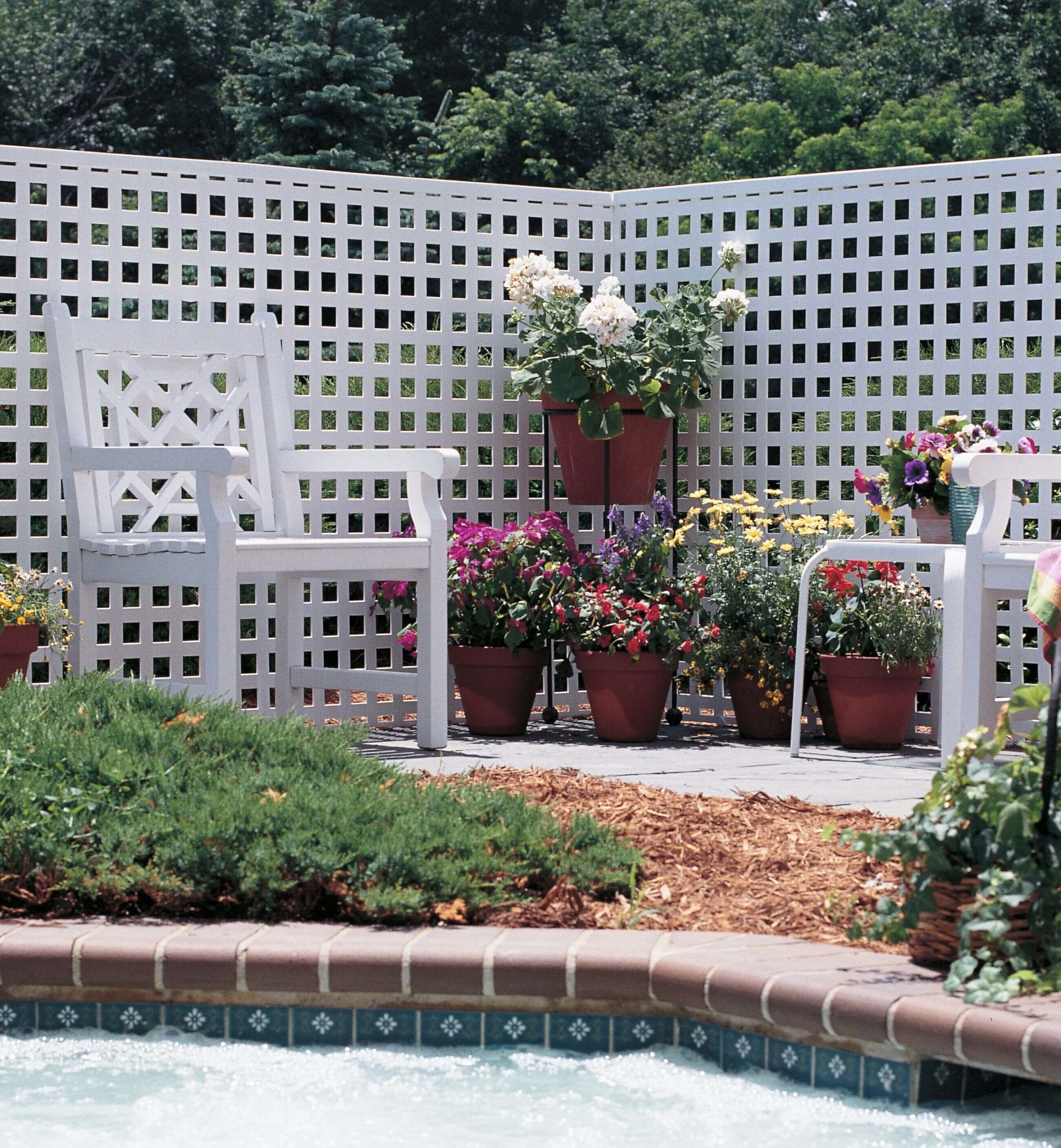 Privacy Lattice Panels 4'x8' Vinyl Lattice Barrette Outdoor Living