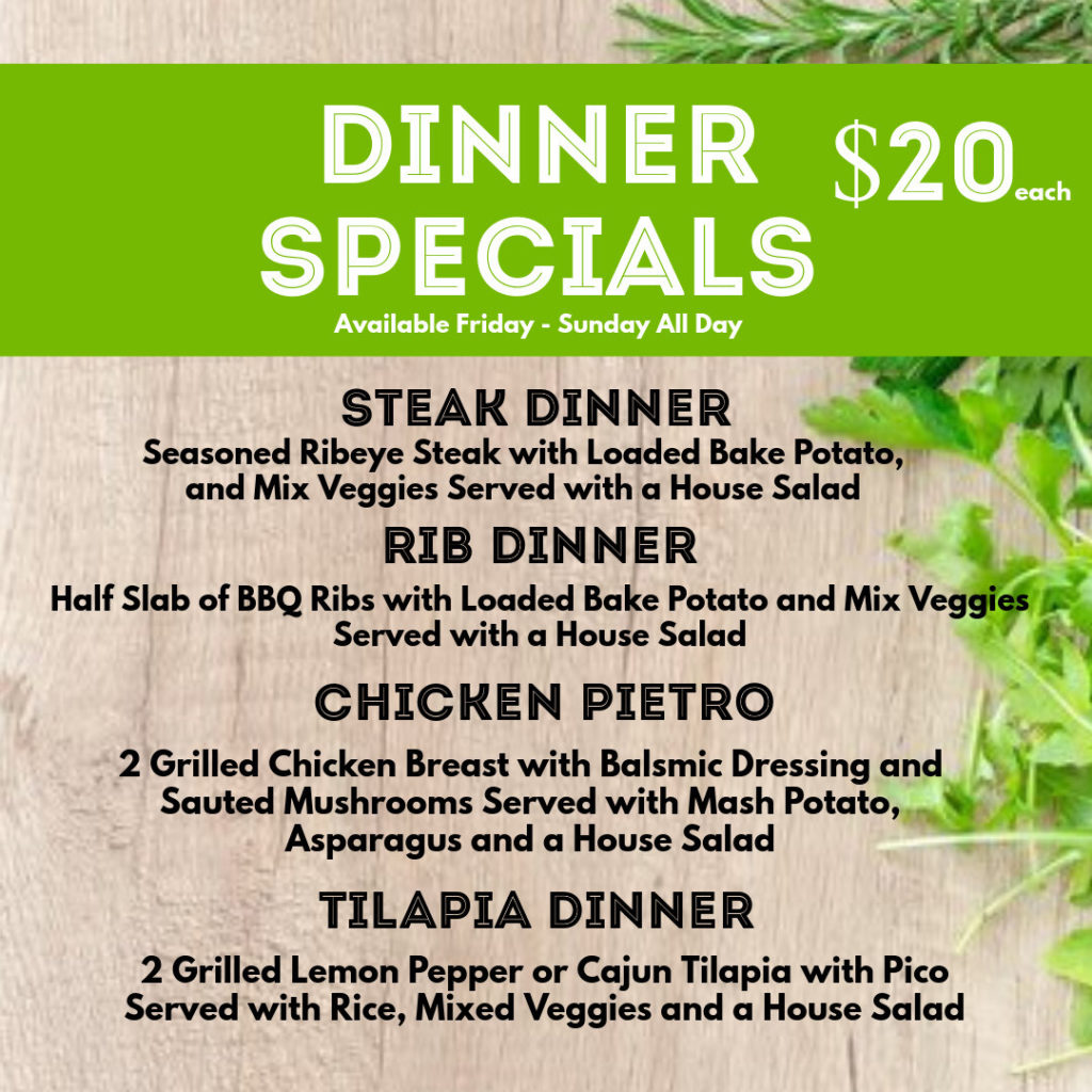 Friday Sunday Dinner Specials Base Camp Pub