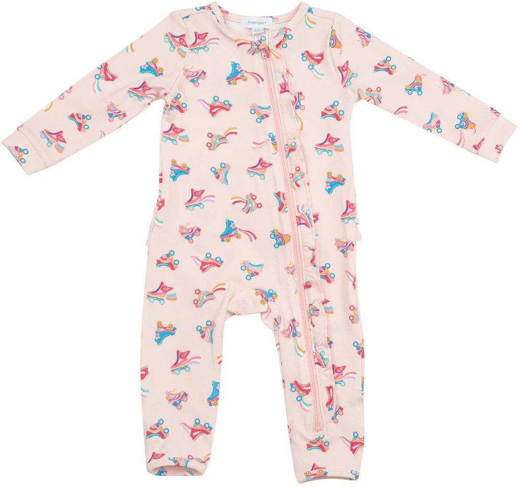 Angel Dear Roller Skates Ruffle Front Romper with Zipper Basically Bows & Bowties