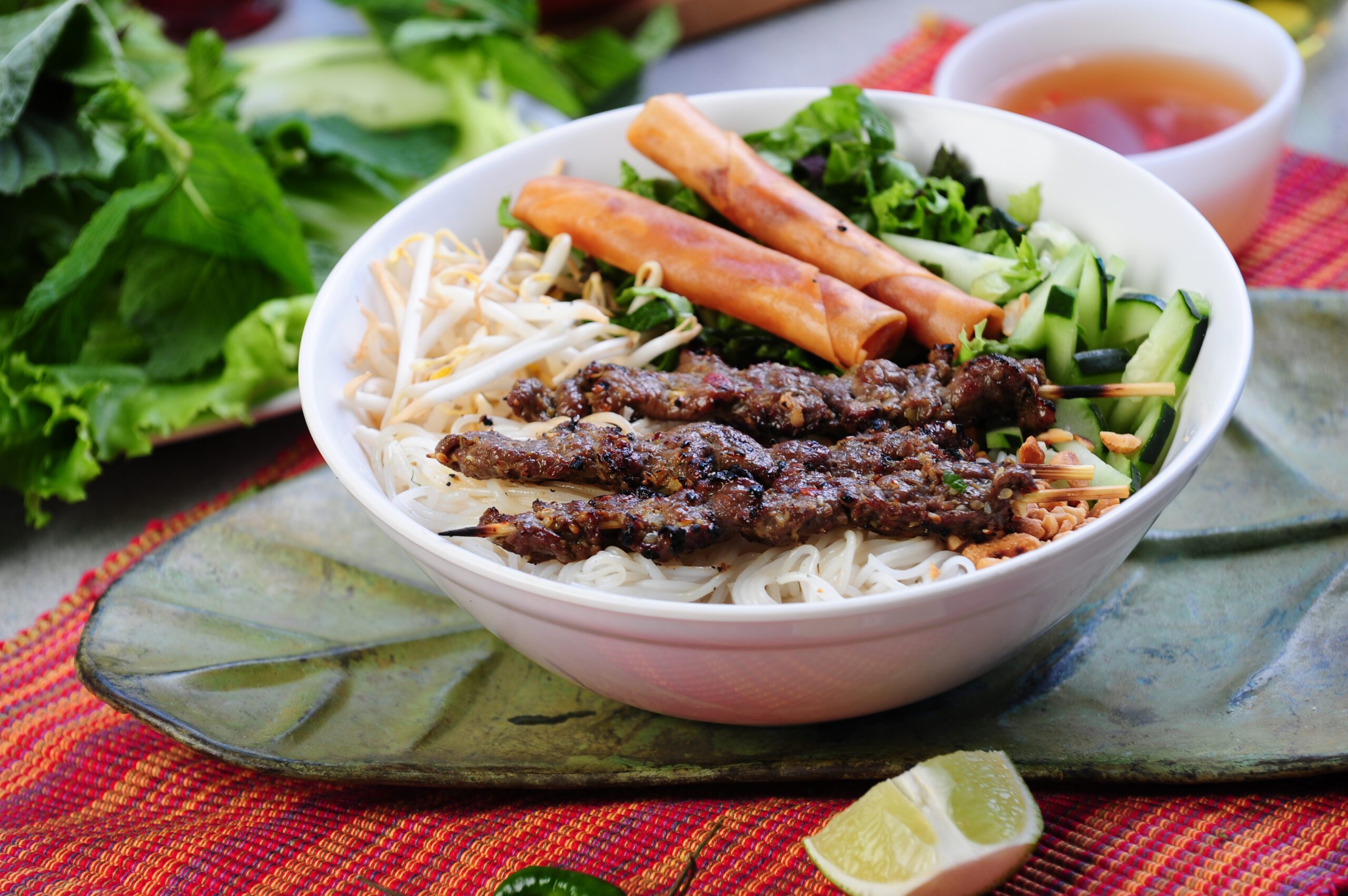 Chargrilled Beef Vermicelli Bowl Basil & Sprout