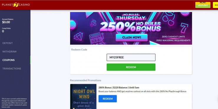 7 Casino No Deposit Bonus Code Use Code MY25FREE for 25 Free