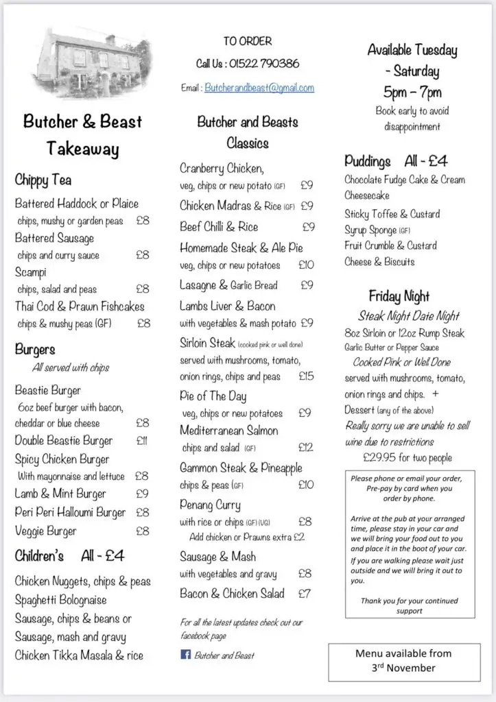 Takeaway Menu
