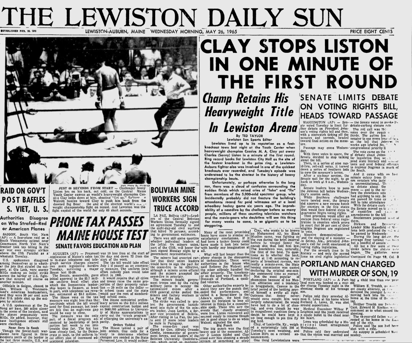 50 years ago Ali, Liston, Lewiston, Bates News Bates College