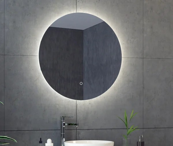 Round bathroom mirror with backlight / round led mirror / Backlit Mirror Bathnology Industrial