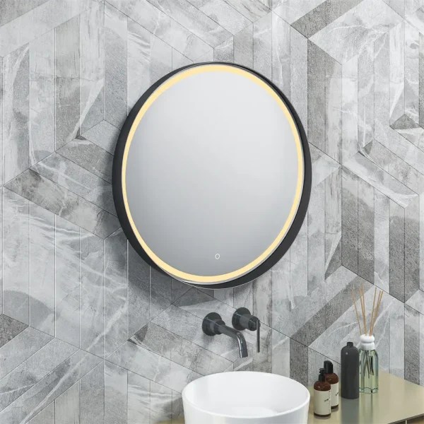 Round mirror gold frame / led mirror manufacturer / front lit bathroom