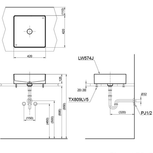 TOTO CONSOLE LAVATORY WITH BRACKET WHITE Bathreno