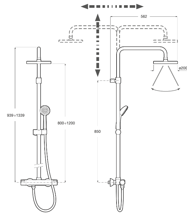 Roca Victoria (V2)T Thermostatic Adjustable Installation Height Shower Co Bathroom Supplies